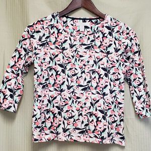 Petite Small, Charter Club 3/4 Sleeve Floral Print Tee. Perfectly Soft Pima.